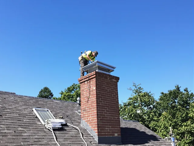 Walnut Chimney Sweep technician measuring a chimney cap in Walnut, CA