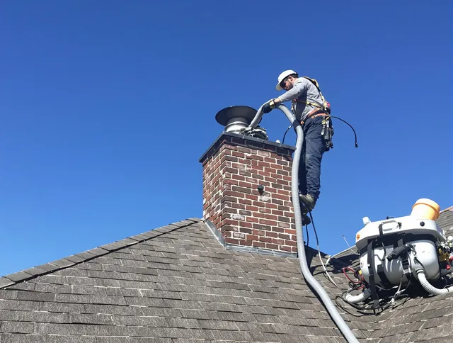 Dedicated Walnut Chimney Sweep team member cleaning a chimney in Walnut, CA