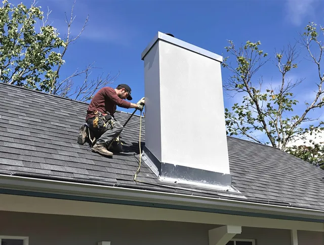 Walnut Chimney Sweep team member finishing chimney construction in Walnut, CA