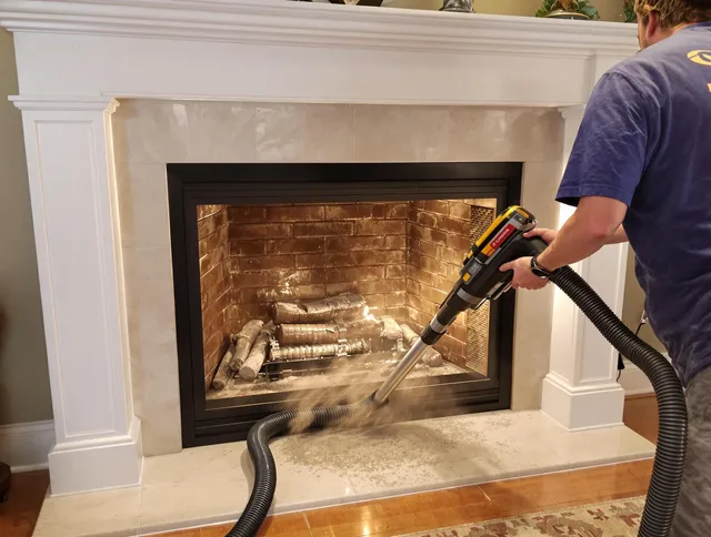 Fireplace cleaning performed by Walnut Chimney Sweep in Walnut, CA